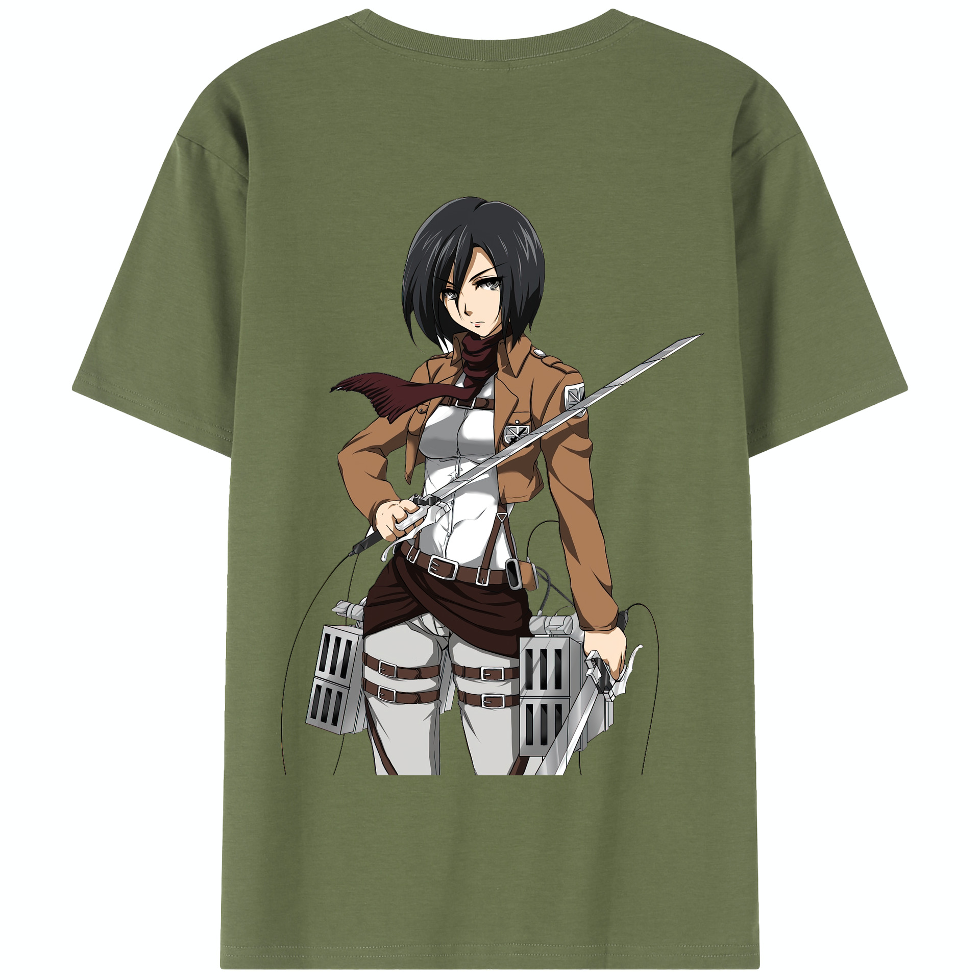 （画像用） 進撃の巨人 ミカサ·アッカーマン Attack on Titan Mikasa Ackerman 綿100％半袖Tシャツ（背面プリント）